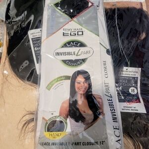 Ego Remy Hair Lace Invisible Part Closure - Natural Black -Natural Brown